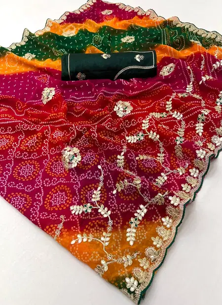 Tew Georgette Bandhej Print Sarees Wholesale Clothing Suppliers In India